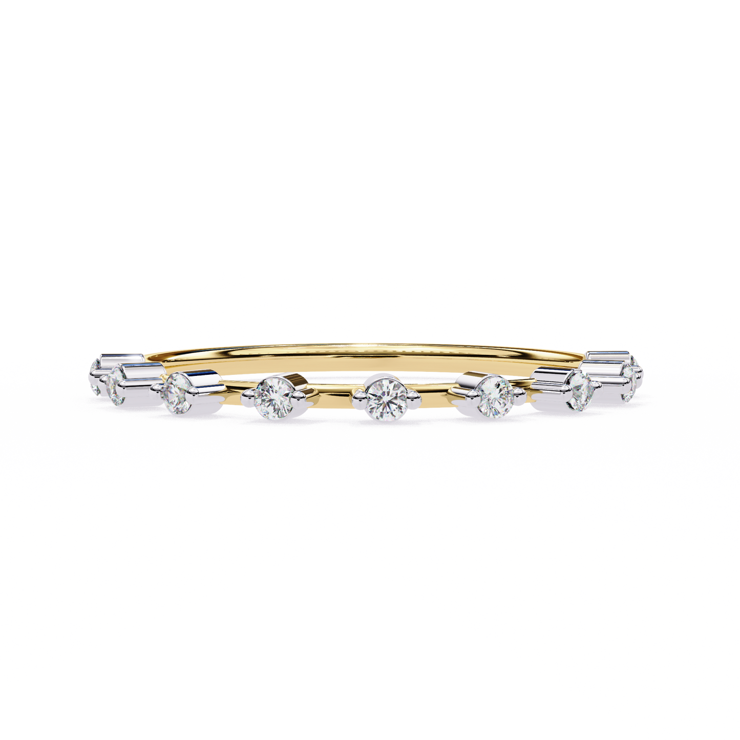 0.11 CTW Nine Stone Round Lab Grown Diamond Station Band In 14K Gold