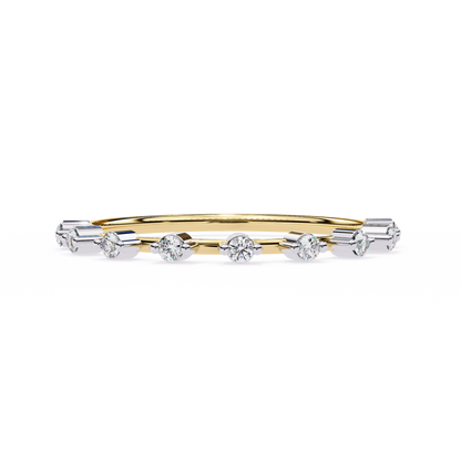0.11 CTW Nine Stone Round Lab Grown Diamond Station Band In 14K Gold