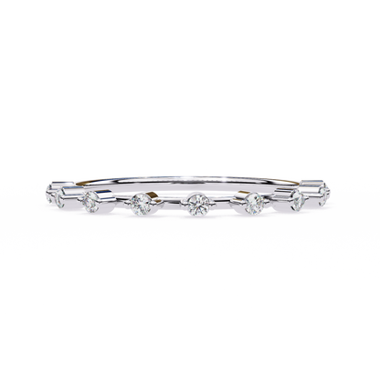 0.11 CTW Nine Stone Round Lab Grown Diamond Station Band In 14K Gold