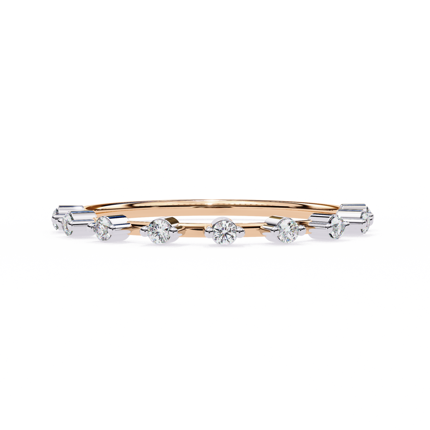 0.11 CTW Nine Stone Round Lab Grown Diamond Station Band In 14K Gold