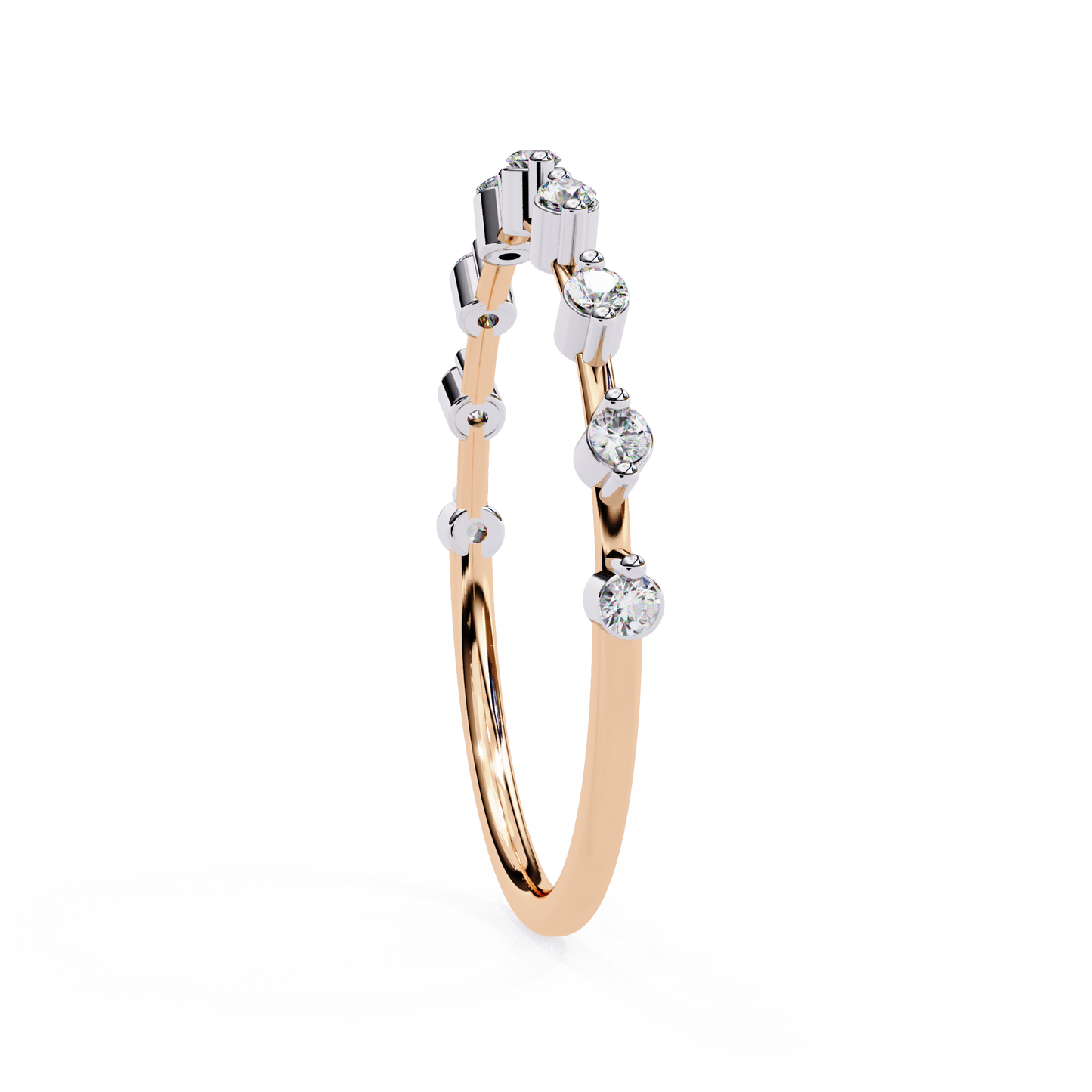 0.11 CTW Nine Stone Round Lab Grown Diamond Station Band In 14K Gold