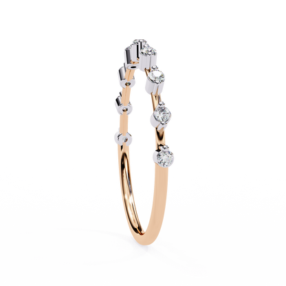 0.11 CTW Nine Stone Round Lab Grown Diamond Station Band In 14K Gold