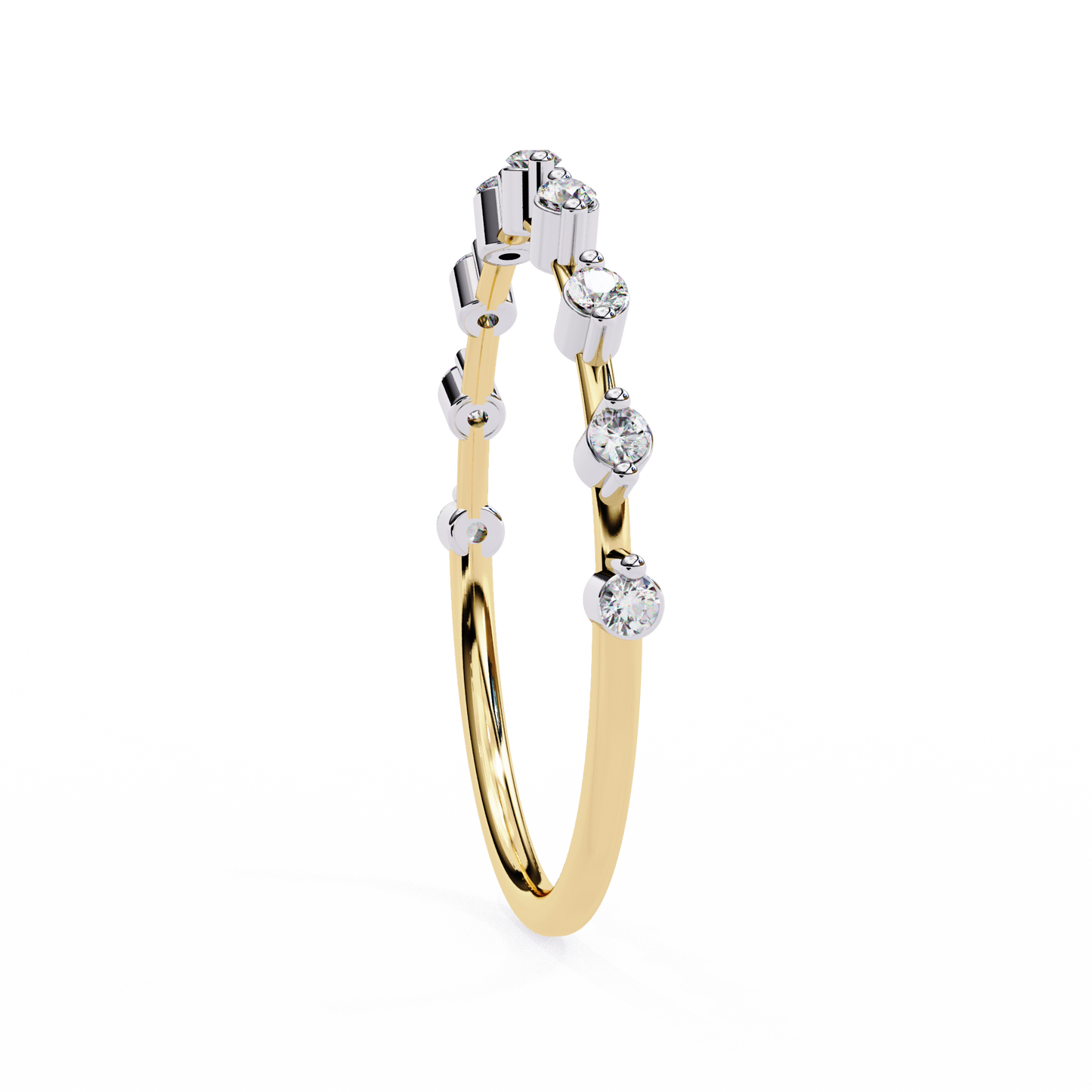0.11 CTW Nine Stone Round Lab Grown Diamond Station Band In 14K Gold