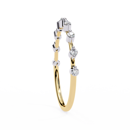 0.11 CTW Nine Stone Round Lab Grown Diamond Station Band In 14K Gold