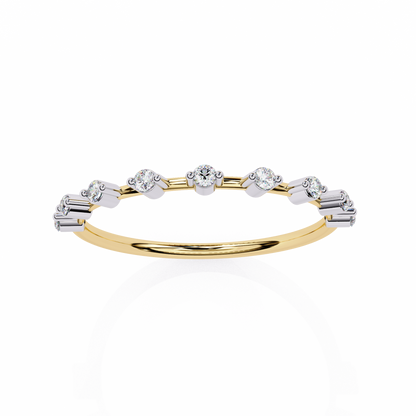 0.11 CTW Nine Stone Round Lab Grown Diamond Station Band In 14K Gold