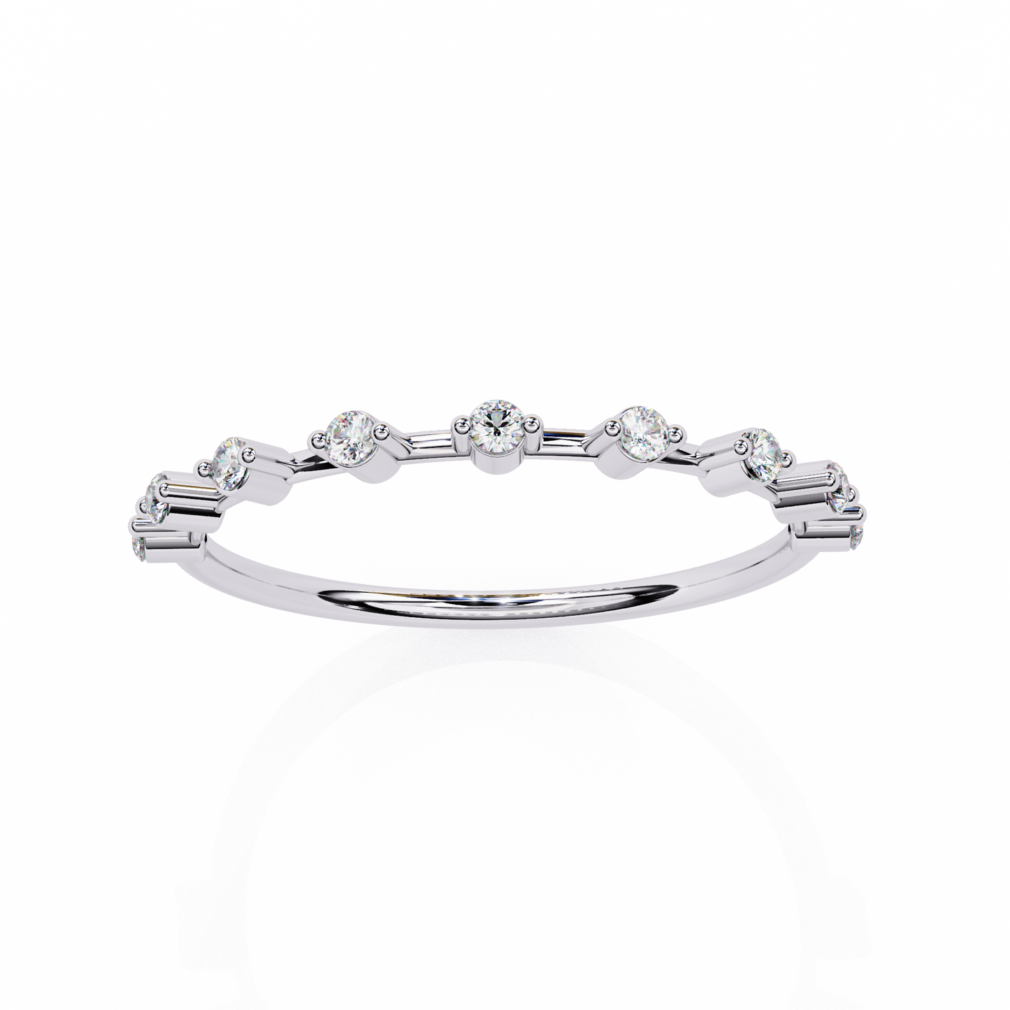 0.11 CTW Nine Stone Round Lab Grown Diamond Station Band In 14K Gold