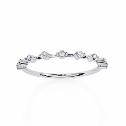 0.11 CTW Nine Stone Round Lab Grown Diamond Station Band In 14K Gold