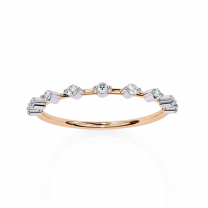 0.11 CTW Nine Stone Round Lab Grown Diamond Station Band In 14K Gold