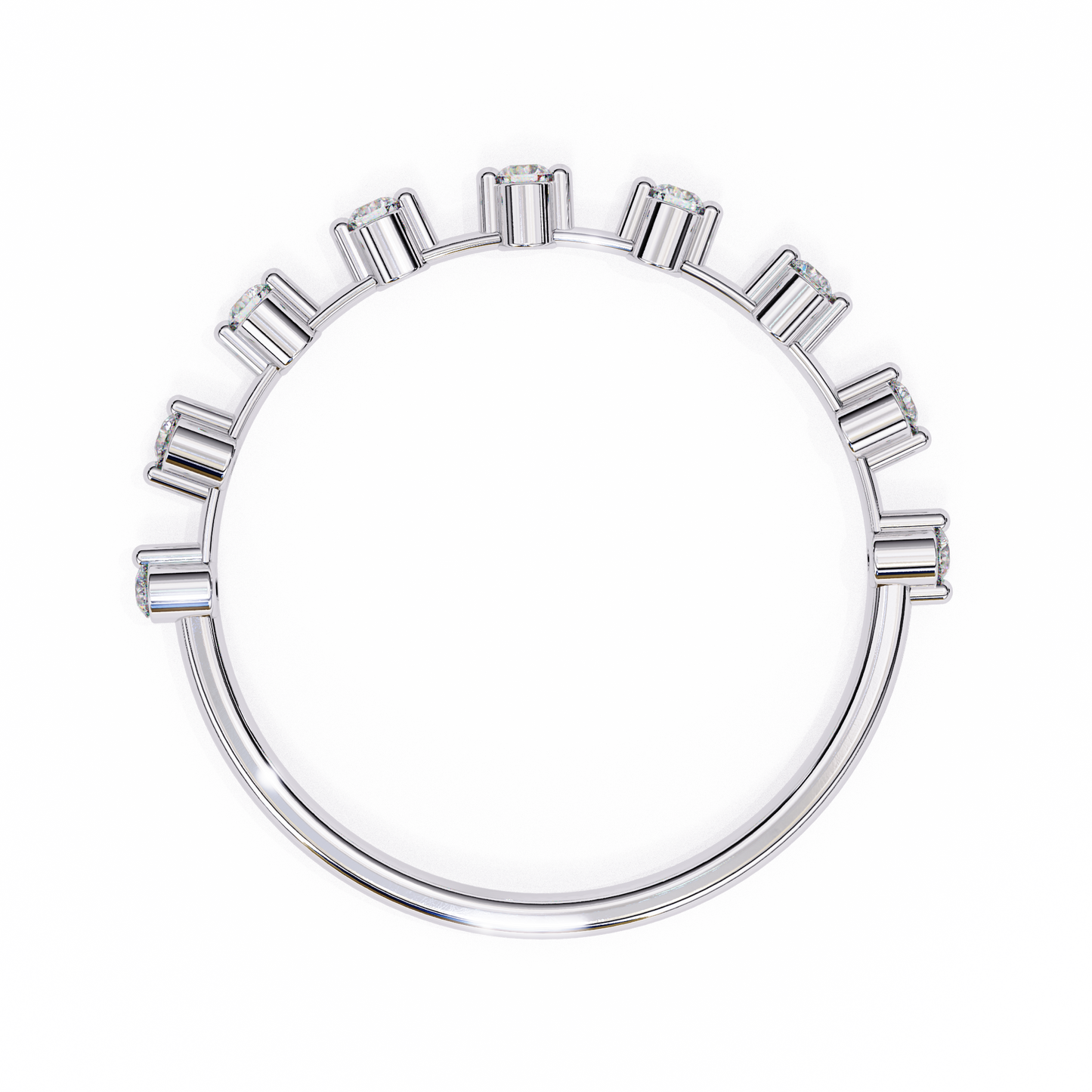 0.11 CTW Nine Stone Round Lab Grown Diamond Station Band In 14K Gold