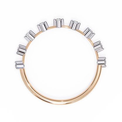 0.11 CTW Nine Stone Round Lab Grown Diamond Station Band In 14K Gold