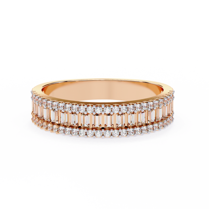 0.60 Carat Lab Grown Diamonds Triple Row Half Eternity Band 14K Gold