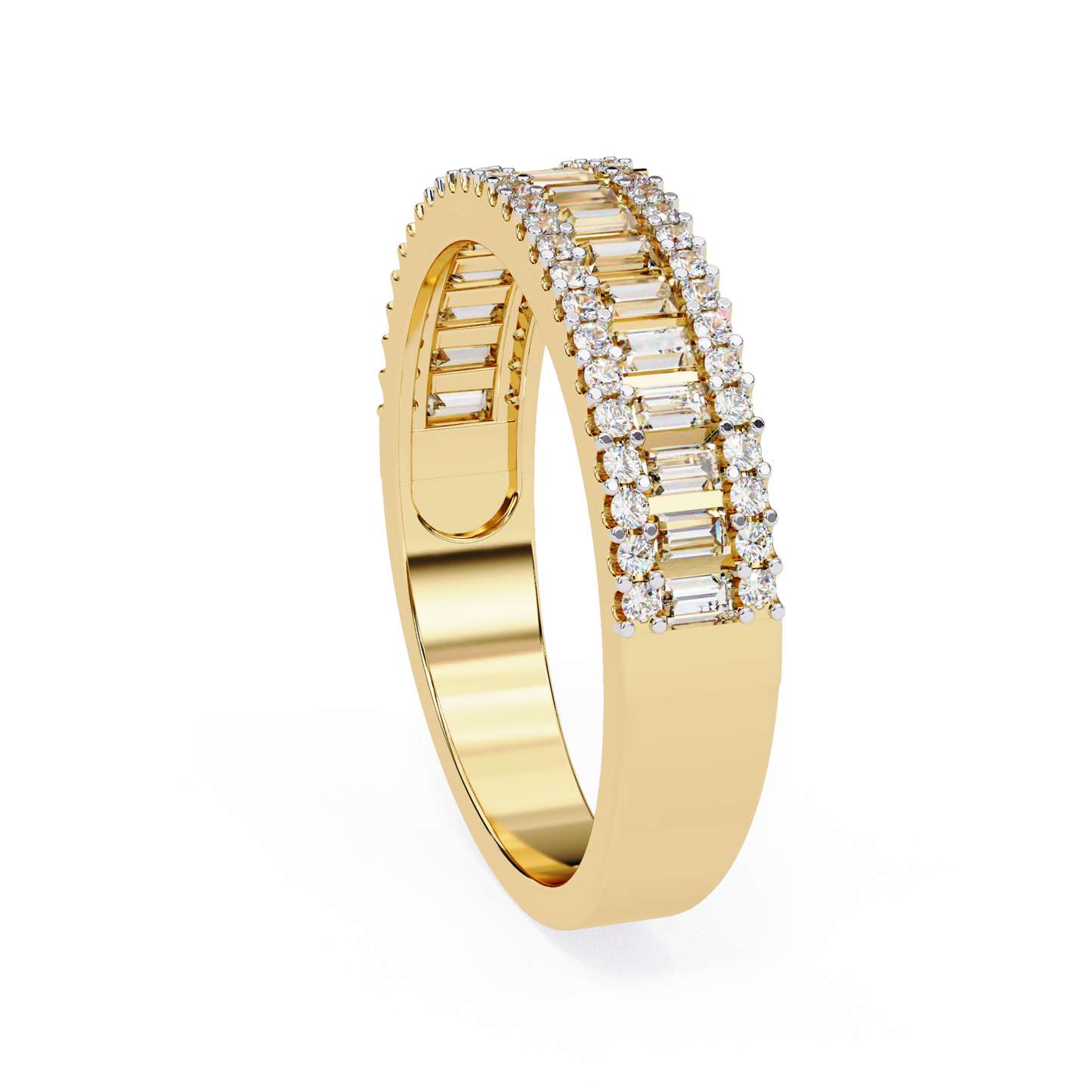 0.60 Carat Lab Grown Diamonds Triple Row Half Eternity Band 14K Gold