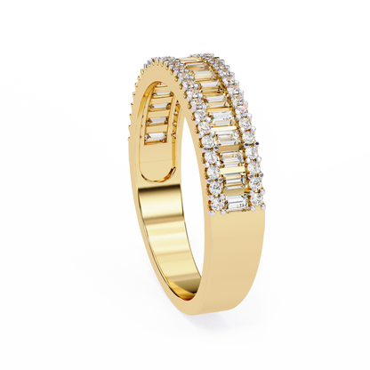 0.60 Carat Lab Grown Diamonds Triple Row Half Eternity Band 14K Gold