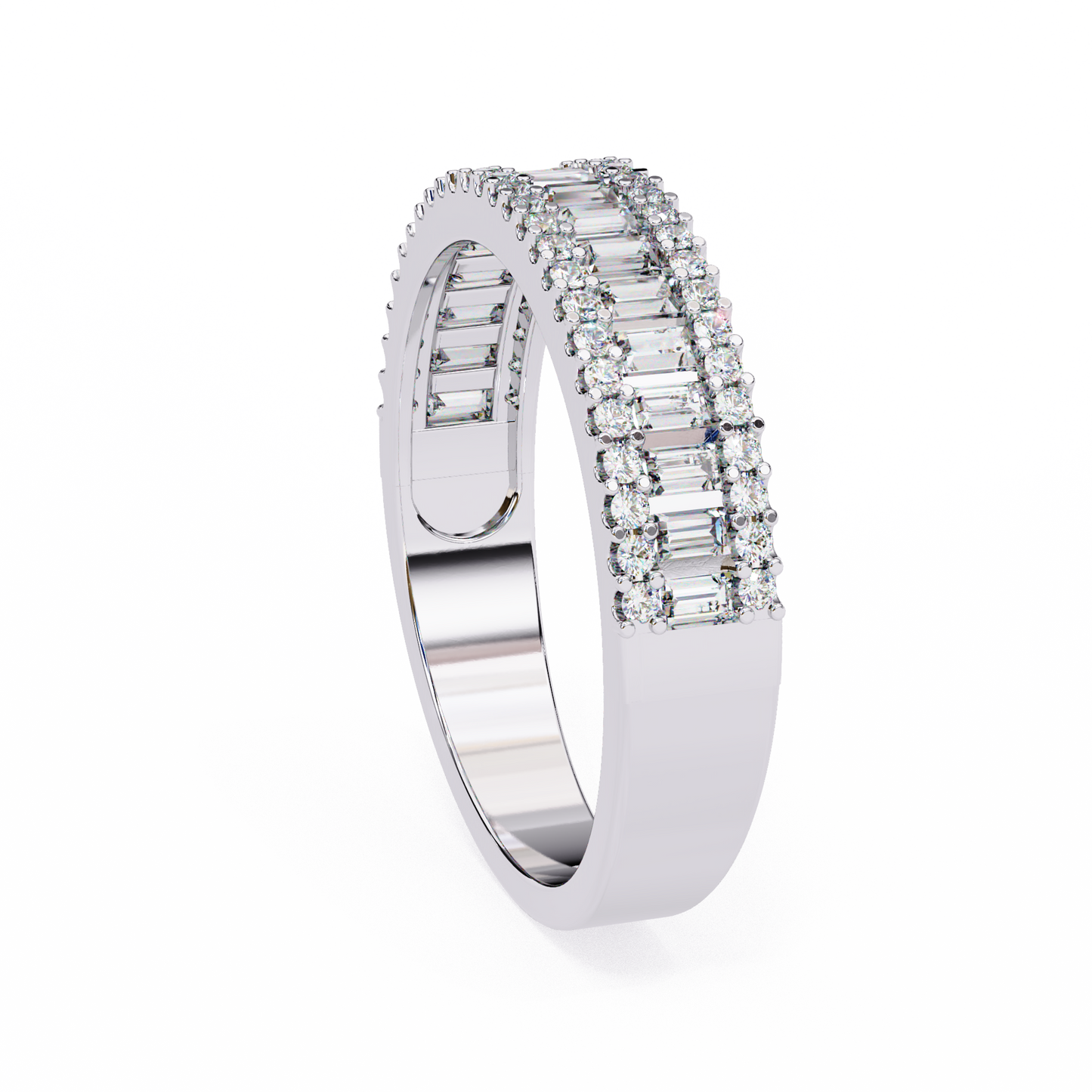 0.60 Carat Lab Grown Diamonds Triple Row Half Eternity Band 14K Gold