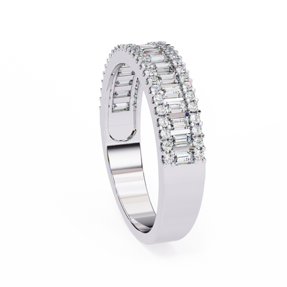 0.60 Carat Lab Grown Diamonds Triple Row Half Eternity Band 14K Gold