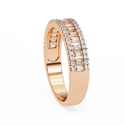 0.60 Carat Lab Grown Diamonds Triple Row Half Eternity Band 14K Gold