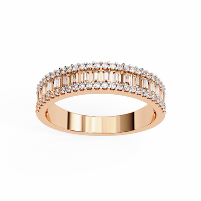 0.60 Carat Lab Grown Diamonds Triple Row Half Eternity Band 14K Gold