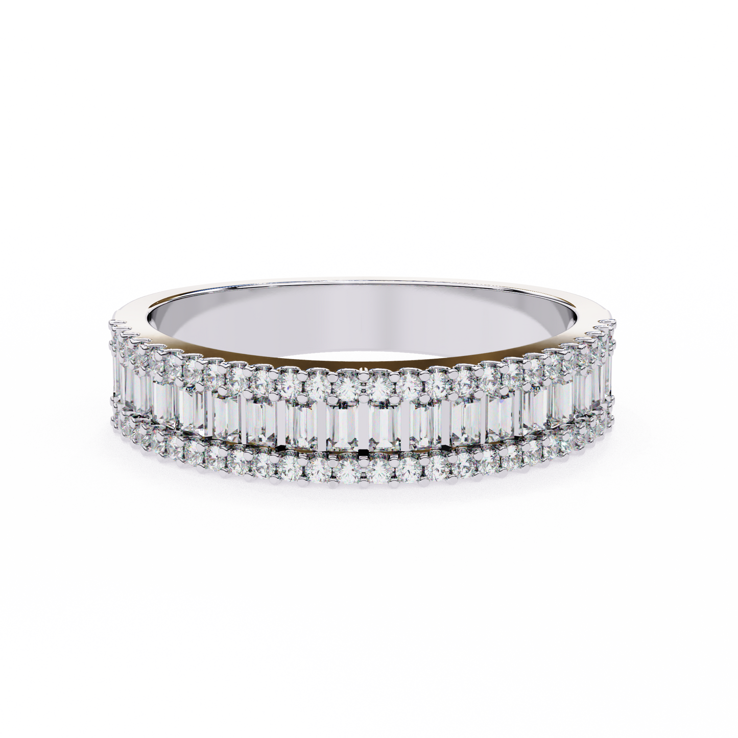 0.60 Carat Lab Grown Diamonds Triple Row Half Eternity Band 14K Gold