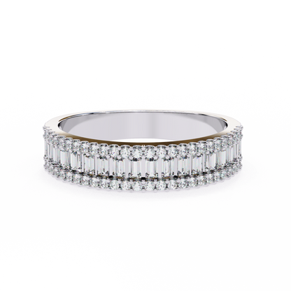 0.60 Carat Lab Grown Diamonds Triple Row Half Eternity Band 14K Gold