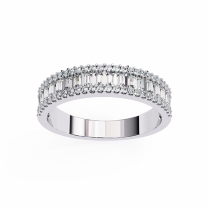0.60 Carat Lab Grown Diamonds Triple Row Half Eternity Band 14K Gold