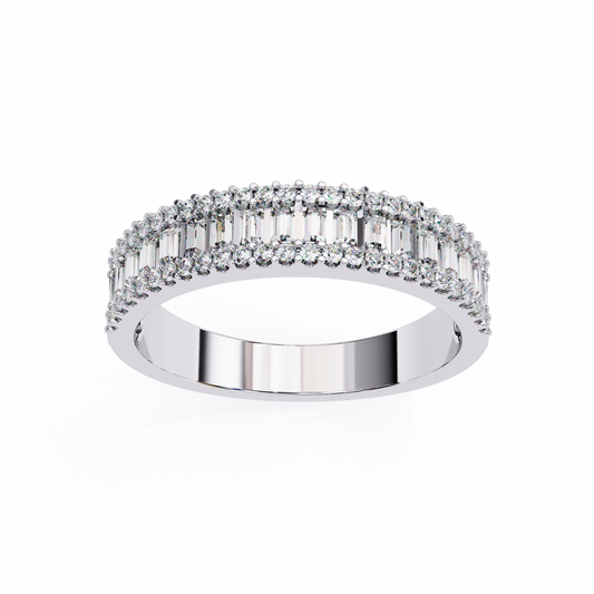 0.60 Carat Lab Grown Diamonds Triple Row Half Eternity Band 14K Gold