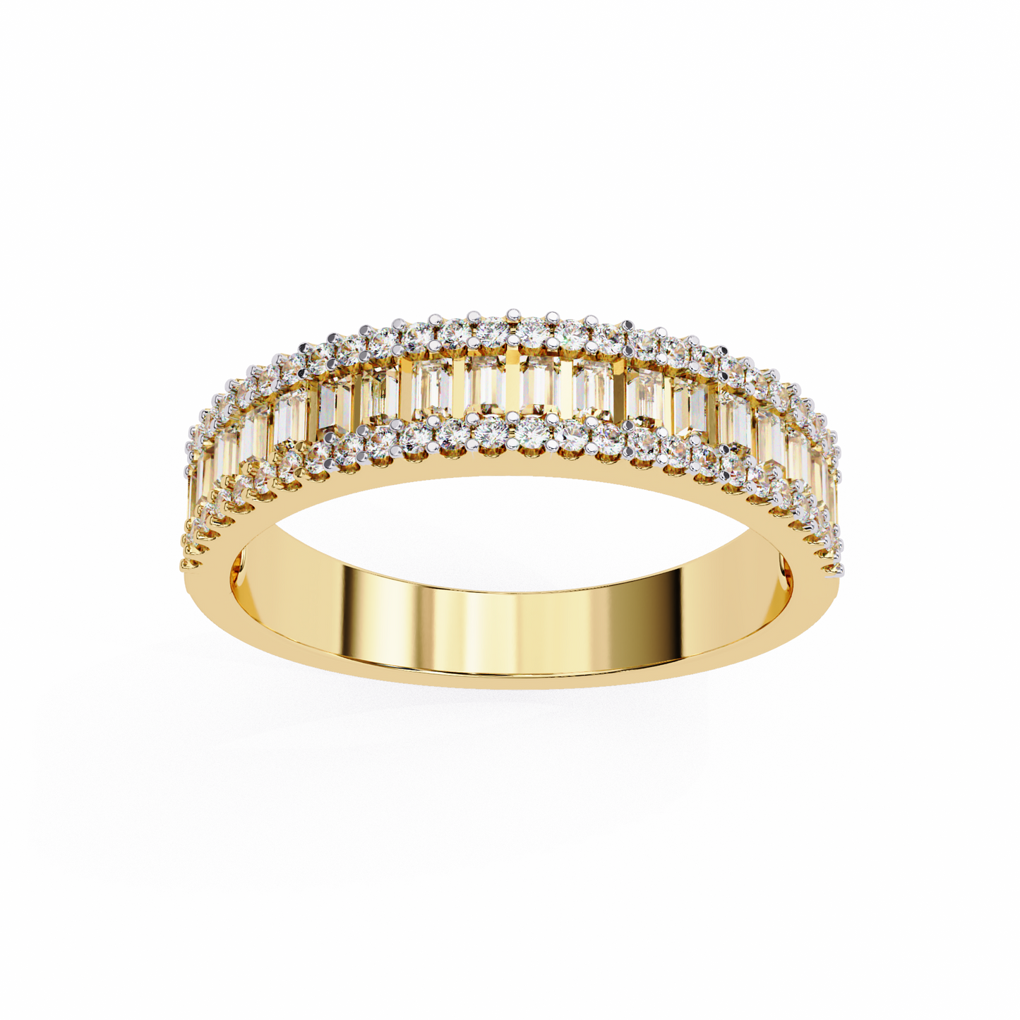 0.60 Carat Lab Grown Diamonds Triple Row Half Eternity Band 14K Gold