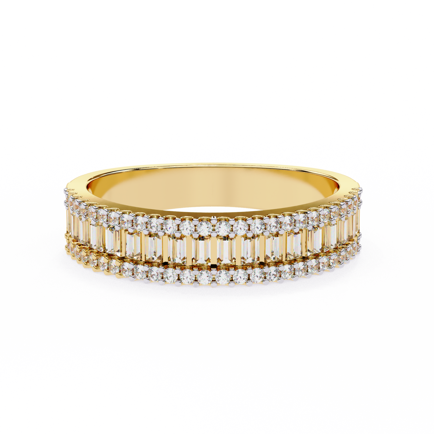 0.60 Carat Lab Grown Diamonds Triple Row Half Eternity Band 14K Gold