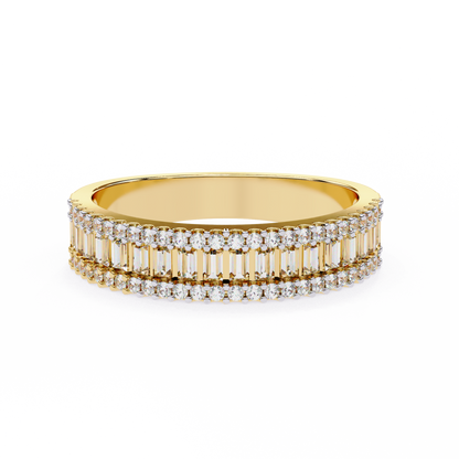 0.60 Carat Lab Grown Diamonds Triple Row Half Eternity Band 14K Gold