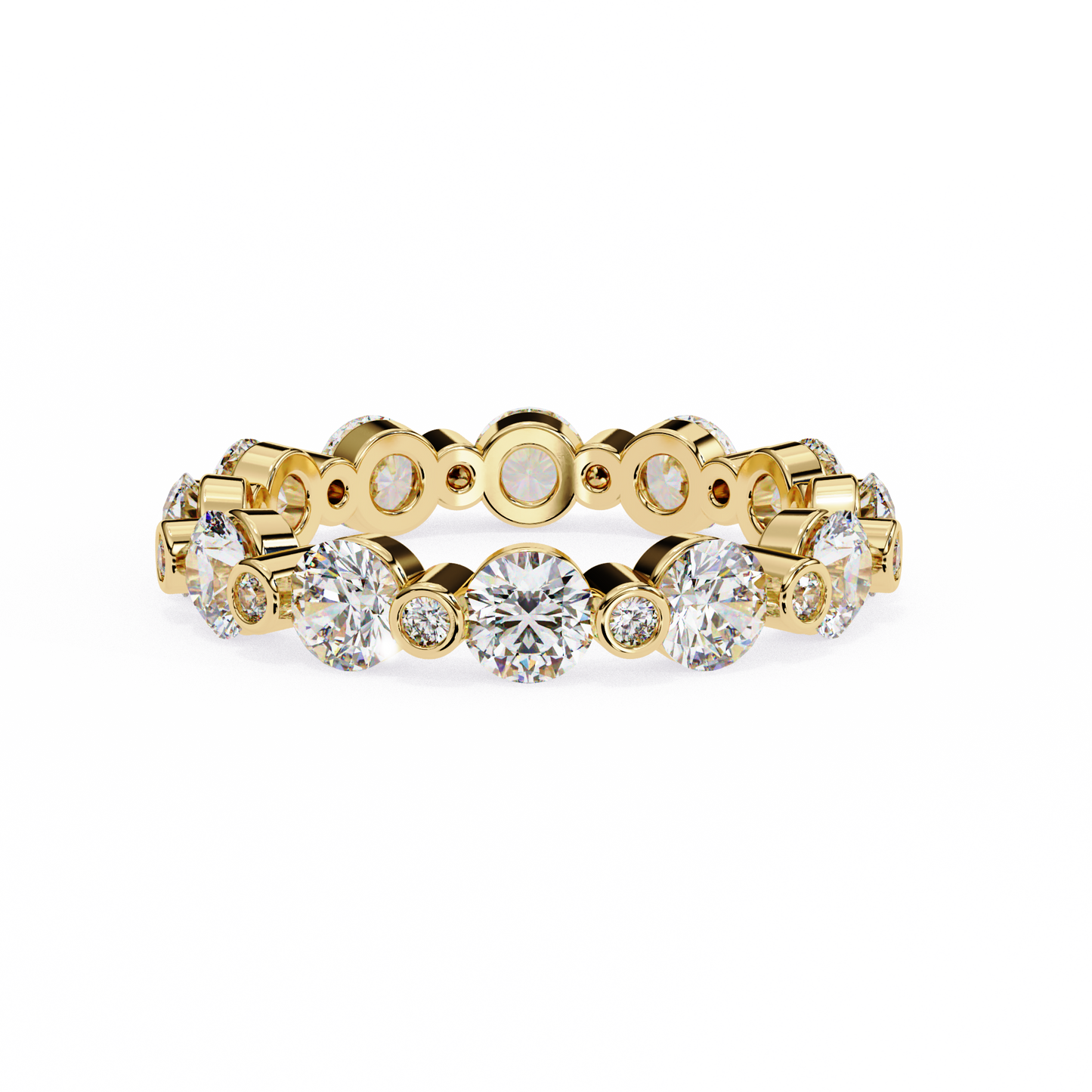 2.46 CTW Alternating Round Lab-Grown Diamond Bezel Full-Eternity Band in 14K Gold