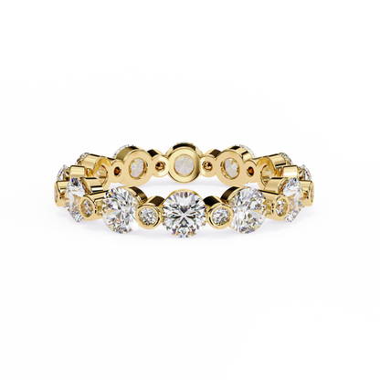2.46 CTW Alternating Round Lab-Grown Diamond Bezel Full-Eternity Band in 14K Gold