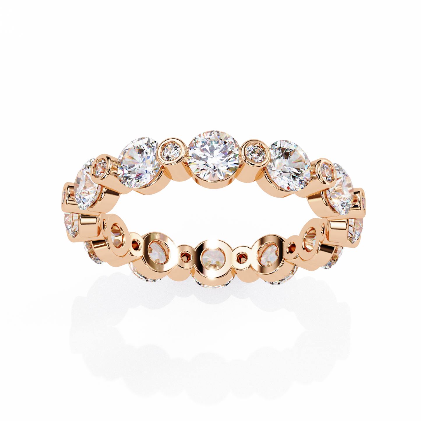 2.46 CTW Alternating Round Lab-Grown Diamond Bezel Full-Eternity Band in 14K Gold
