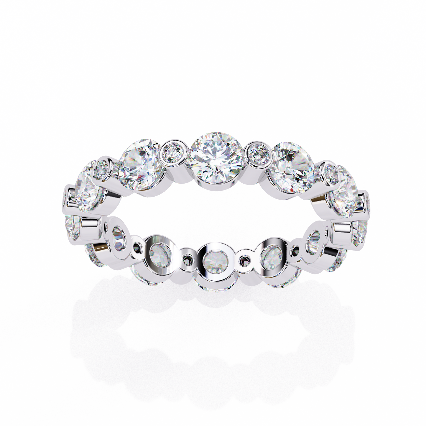 2.46 CTW Alternating Round Lab-Grown Diamond Bezel Full-Eternity Band in 14K Gold