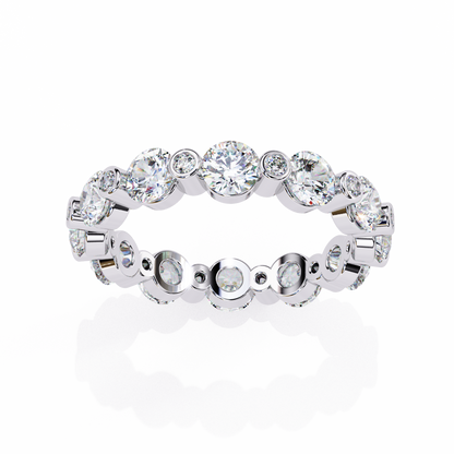 2.46 CTW Alternating Round Lab-Grown Diamond Bezel Full-Eternity Band in 14K Gold