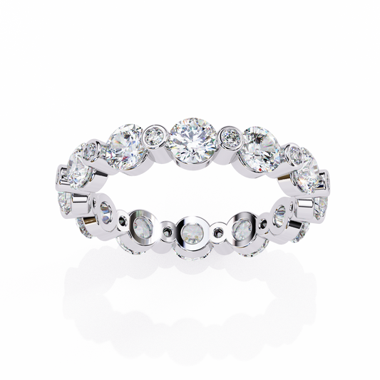 2.46 CTW Alternating Round Lab-Grown Diamond Bezel Full-Eternity Band in 14K Gold