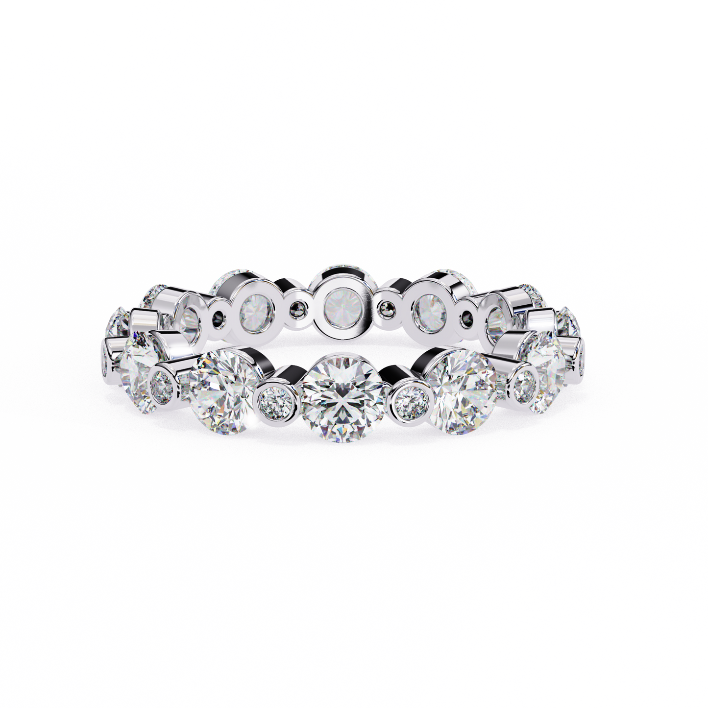 2.46 CTW Alternating Round Lab-Grown Diamond Bezel Full-Eternity Band in 14K Gold