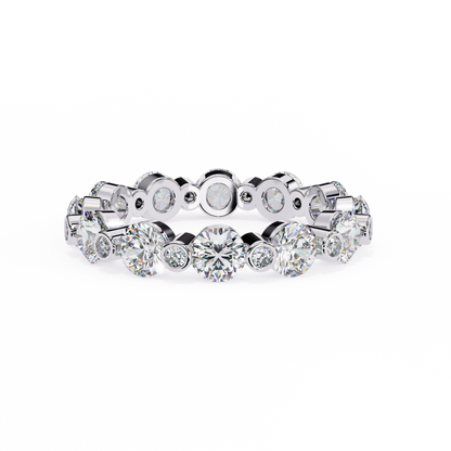 2.46 CTW Alternating Round Lab-Grown Diamond Bezel Full-Eternity Band in 14K Gold