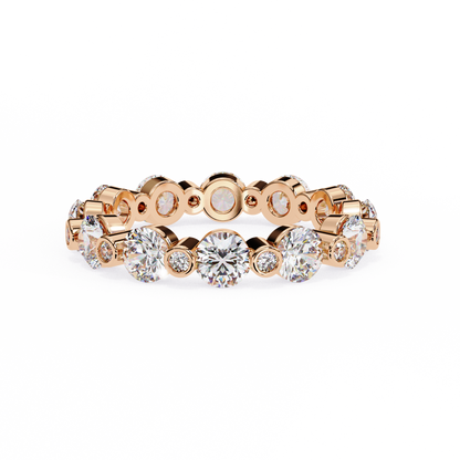 2.46 CTW Alternating Round Lab-Grown Diamond Bezel Full-Eternity Band in 14K Gold