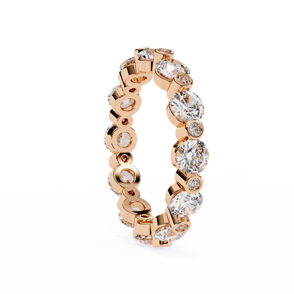 2.46 CTW Alternating Round Lab-Grown Diamond Bezel Full-Eternity Band in 14K Gold