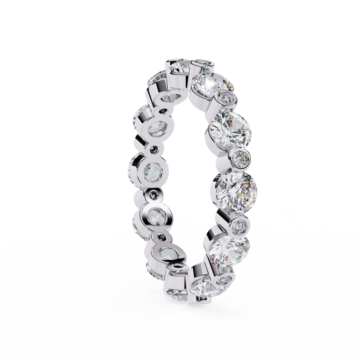 2.46 CTW Alternating Round Lab-Grown Diamond Bezel Full-Eternity Band in 14K Gold
