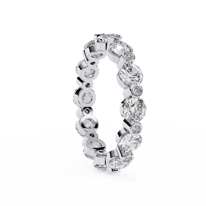 2.46 CTW Alternating Round Lab-Grown Diamond Bezel Full-Eternity Band in 14K Gold