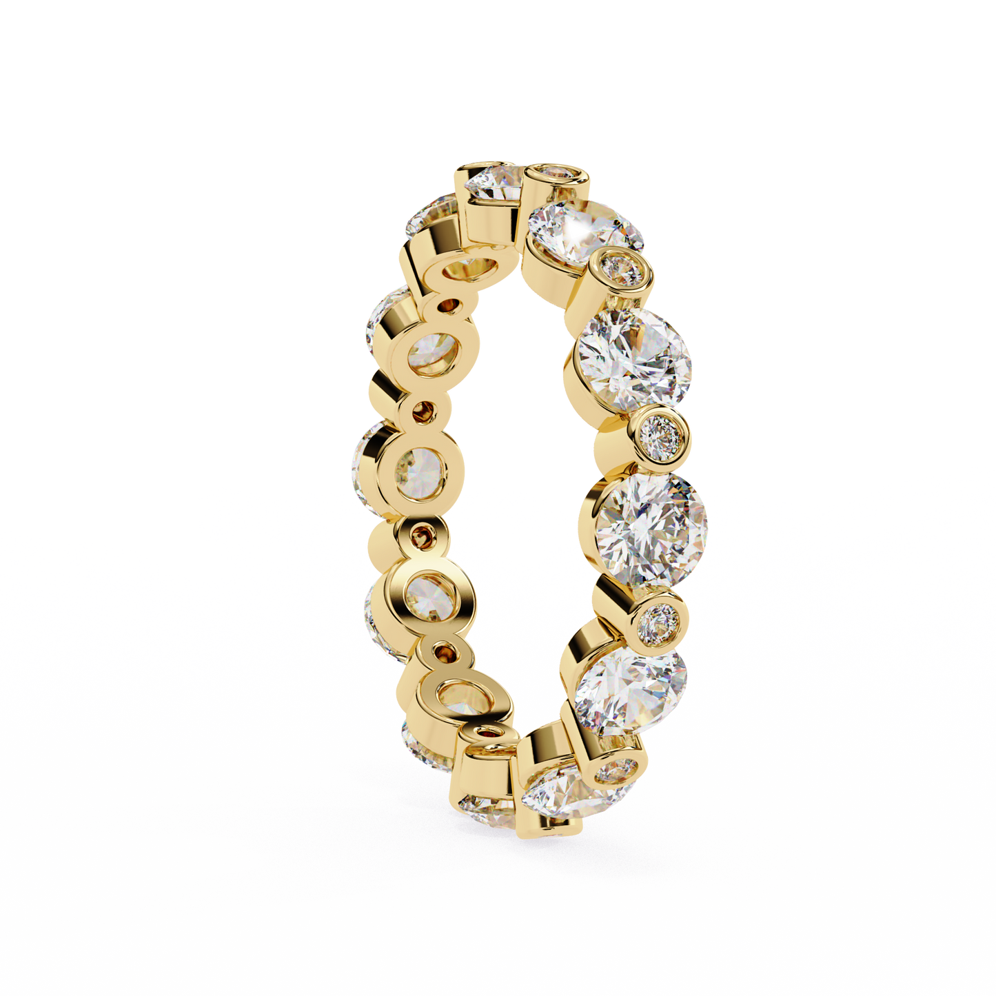 2.46 CTW Alternating Round Lab-Grown Diamond Bezel Full-Eternity Band in 14K Gold