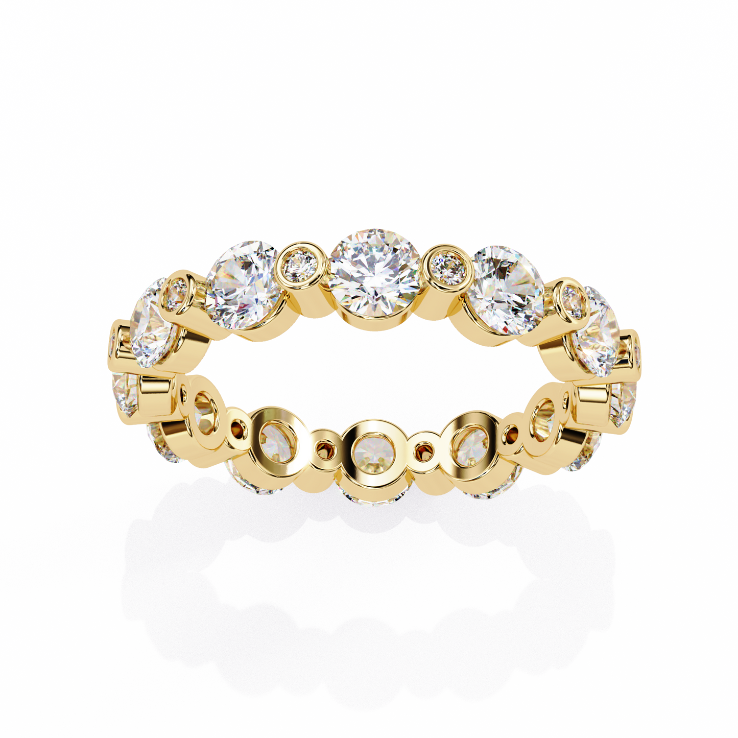 2.46 CTW Alternating Round Lab-Grown Diamond Bezel Full-Eternity Band in 14K Gold