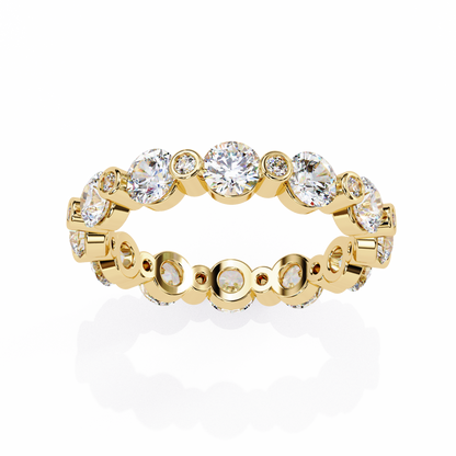 2.46 CTW Alternating Round Lab-Grown Diamond Bezel Full-Eternity Band in 14K Gold
