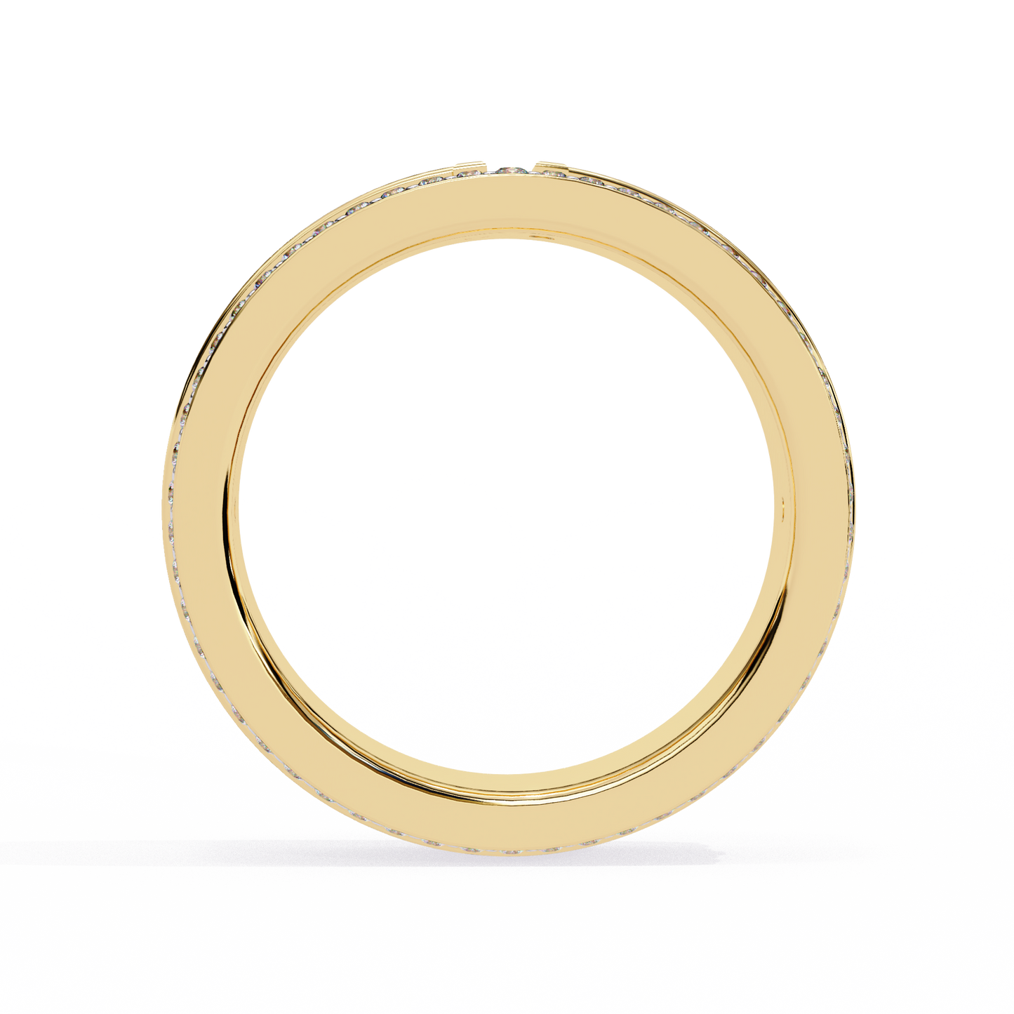 0.80 CTW Four-Row Pavé Lab-Grown Diamond Wide Band with Polished Cross Detail in 14K Gold