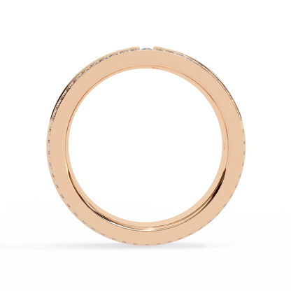 0.80 CTW Four-Row Pavé Lab-Grown Diamond Wide Band with Polished Cross Detail in 14K Gold