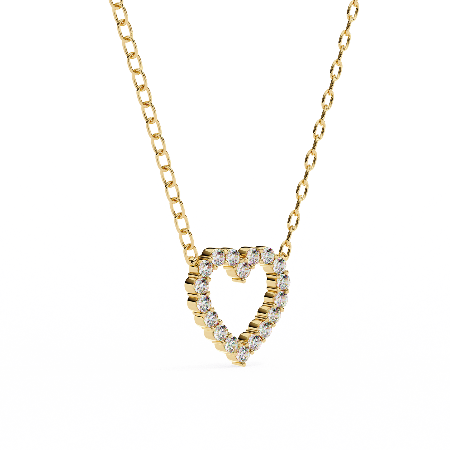 0.40 CTW Open Heart Lab-Grown Diamond Necklace in 14K Gold & Platinum