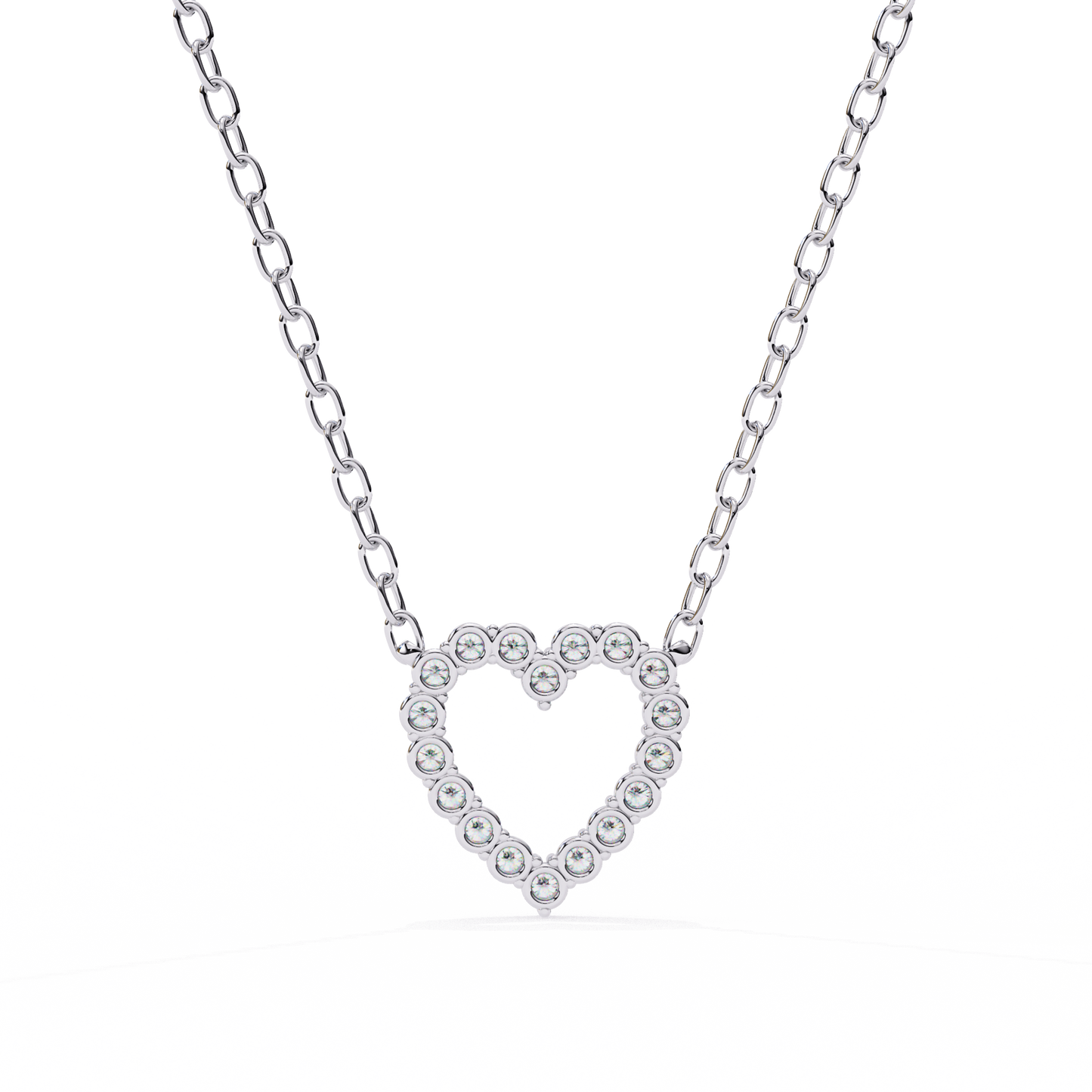 0.40 CTW Open Heart Lab-Grown Diamond Necklace in 14K Gold & Platinum