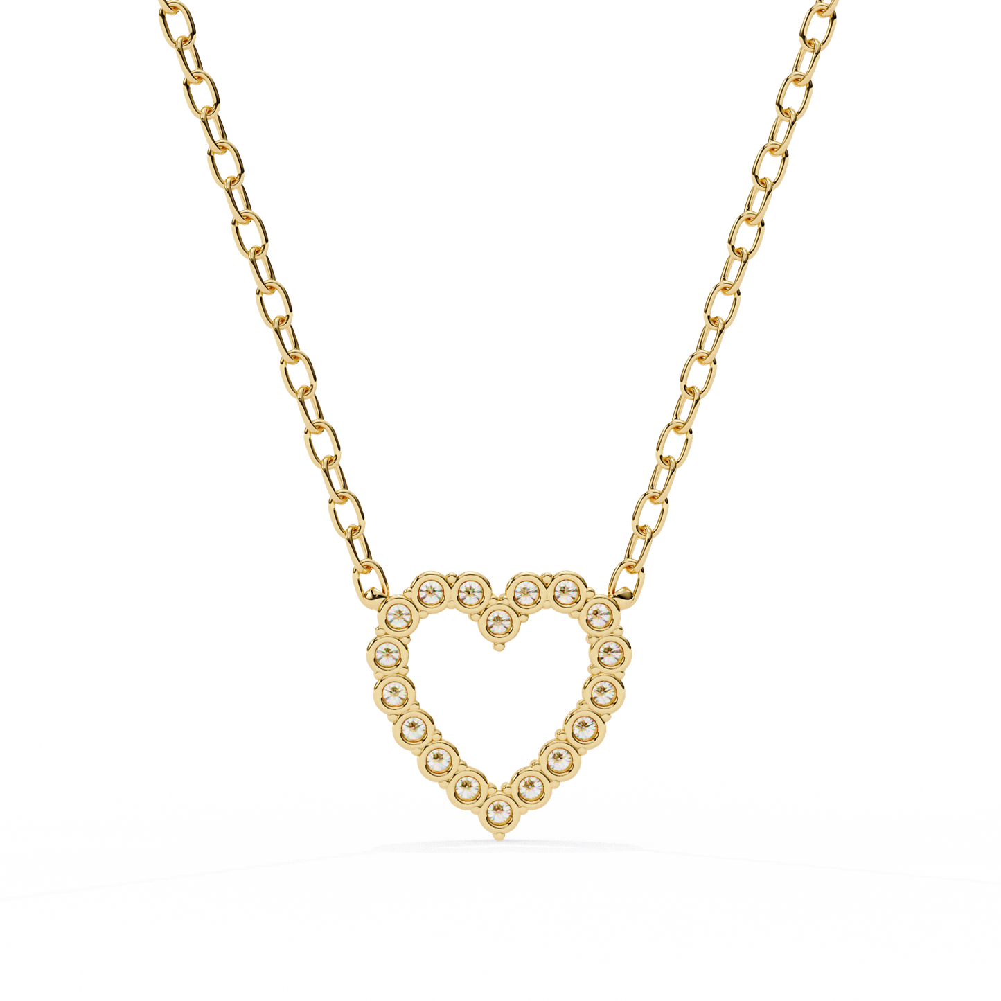 0.40 CTW Open Heart Lab-Grown Diamond Necklace in 14K Gold & Platinum
