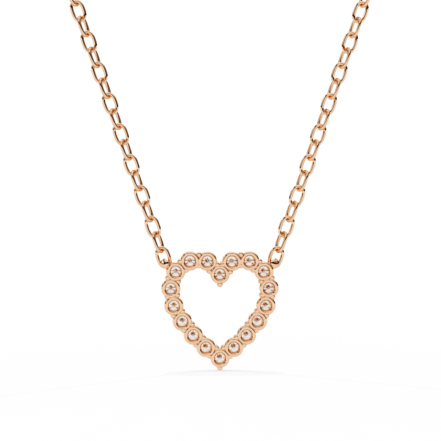 0.40 CTW Open Heart Lab-Grown Diamond Necklace in 14K Gold & Platinum