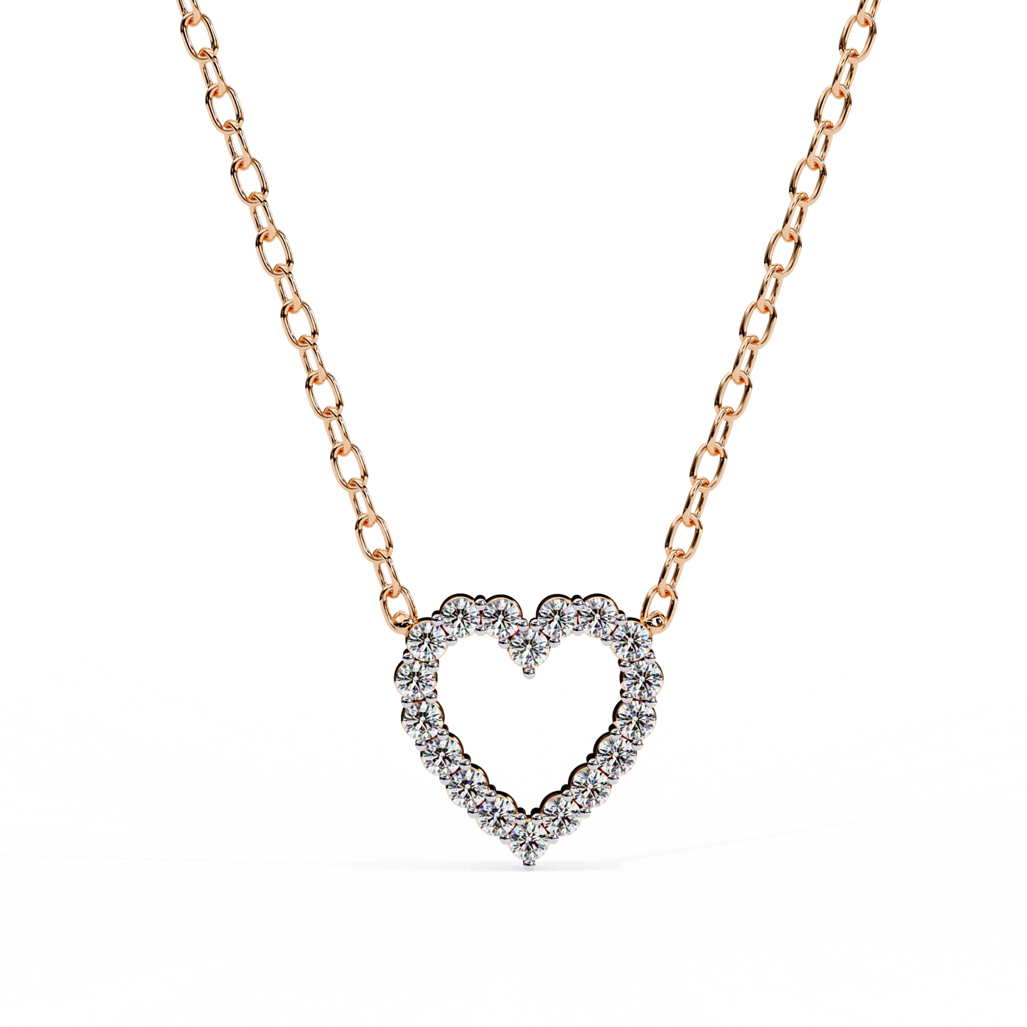 0.40 CTW Open Heart Lab-Grown Diamond Necklace in 14K Gold & Platinum